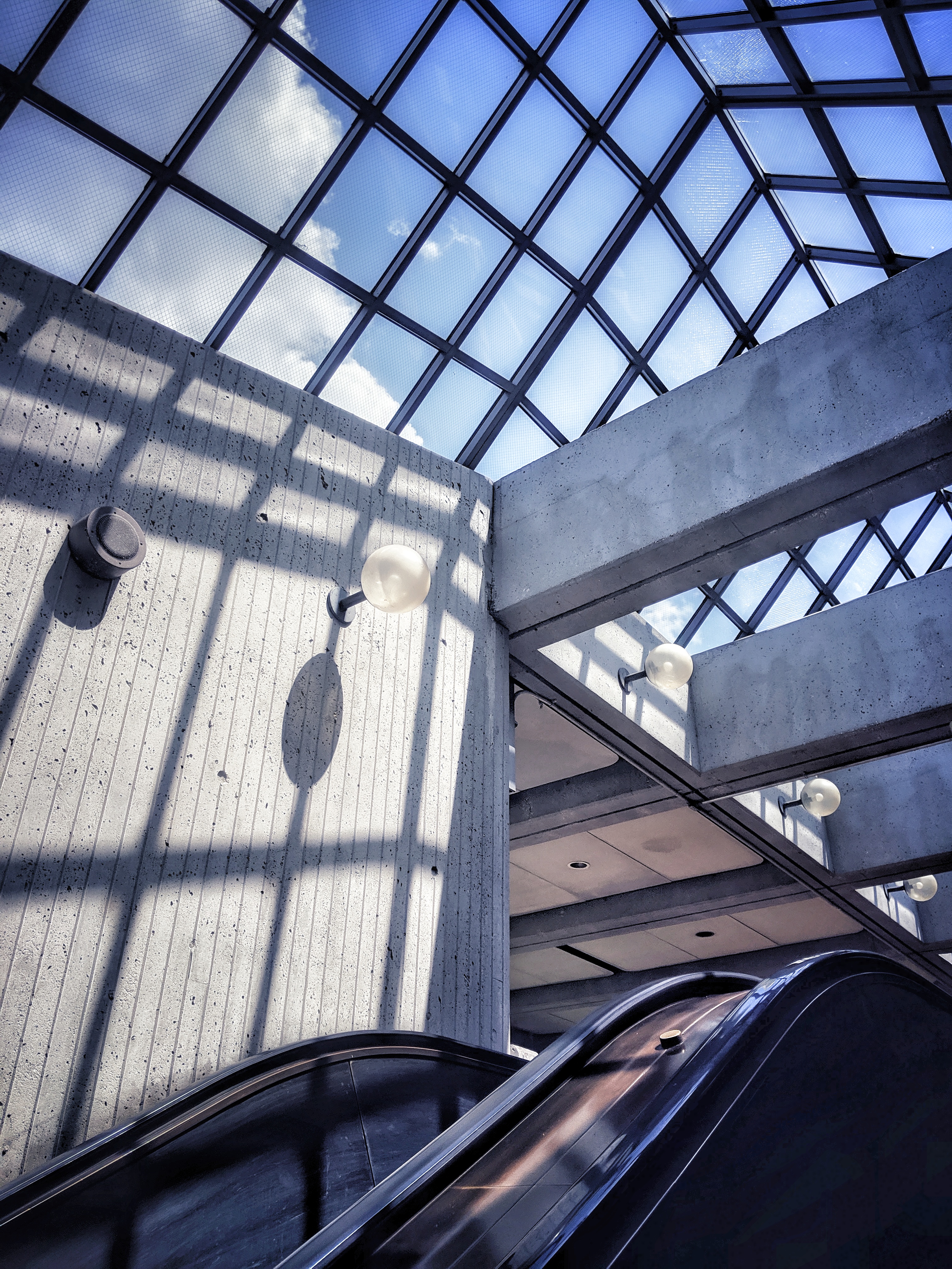 Going up the escalator at the Grosvenor-Strathmore Metro Station.