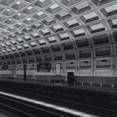 The Crystal City Metro station. I love the architecture of the Metro stations. The Crystal City Metro station.