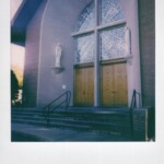 Color Polaroid of the front of a church